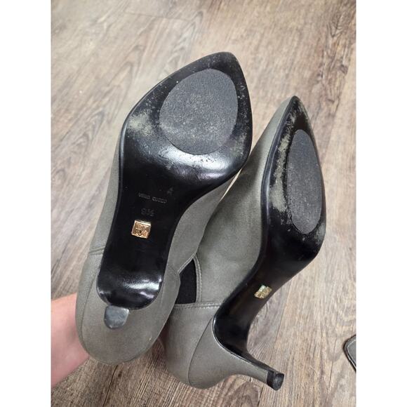 Pour La Victoire Alyssan Boots 9.5 Gray Silver Suede Heeled Pointed Toe Booties - Picture 7 of 9